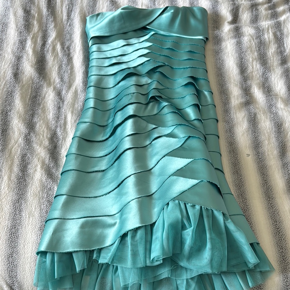 BCBGMaxAzria Strapless Aqua Dress